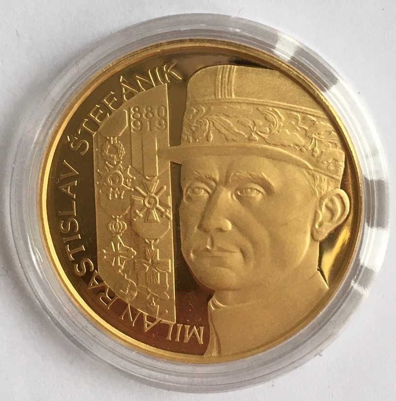 M. R. ŠTEFÁNIK 2019 PROOF , 100. výročí úmrtí , 50 ks , č. 40 ,SLEVA , Prodáno