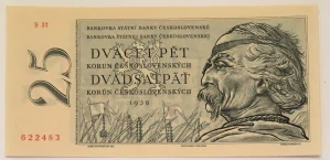 25 Kčs 1958 série S37 622483 ,aUNC