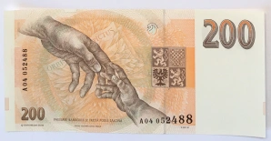 200 Kč 1993 , A04 , UNC , proužek Kčs , bílý papír