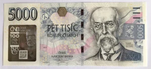 5000 Kč s přítiskem , série 01N , včetně přebalu